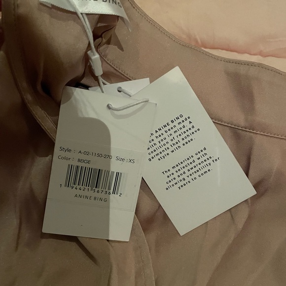 FINAL SALE ‼️NWT  ANINE BING Beige Dress MIDI /Long Sleeve - Picture 4 of 7